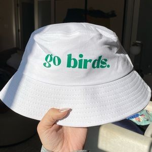Philadelphia eagles “go birds.” White bucket hat one size